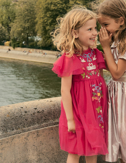 Embroidered Tulle Dress-Cherry Jam Lovebirds-4