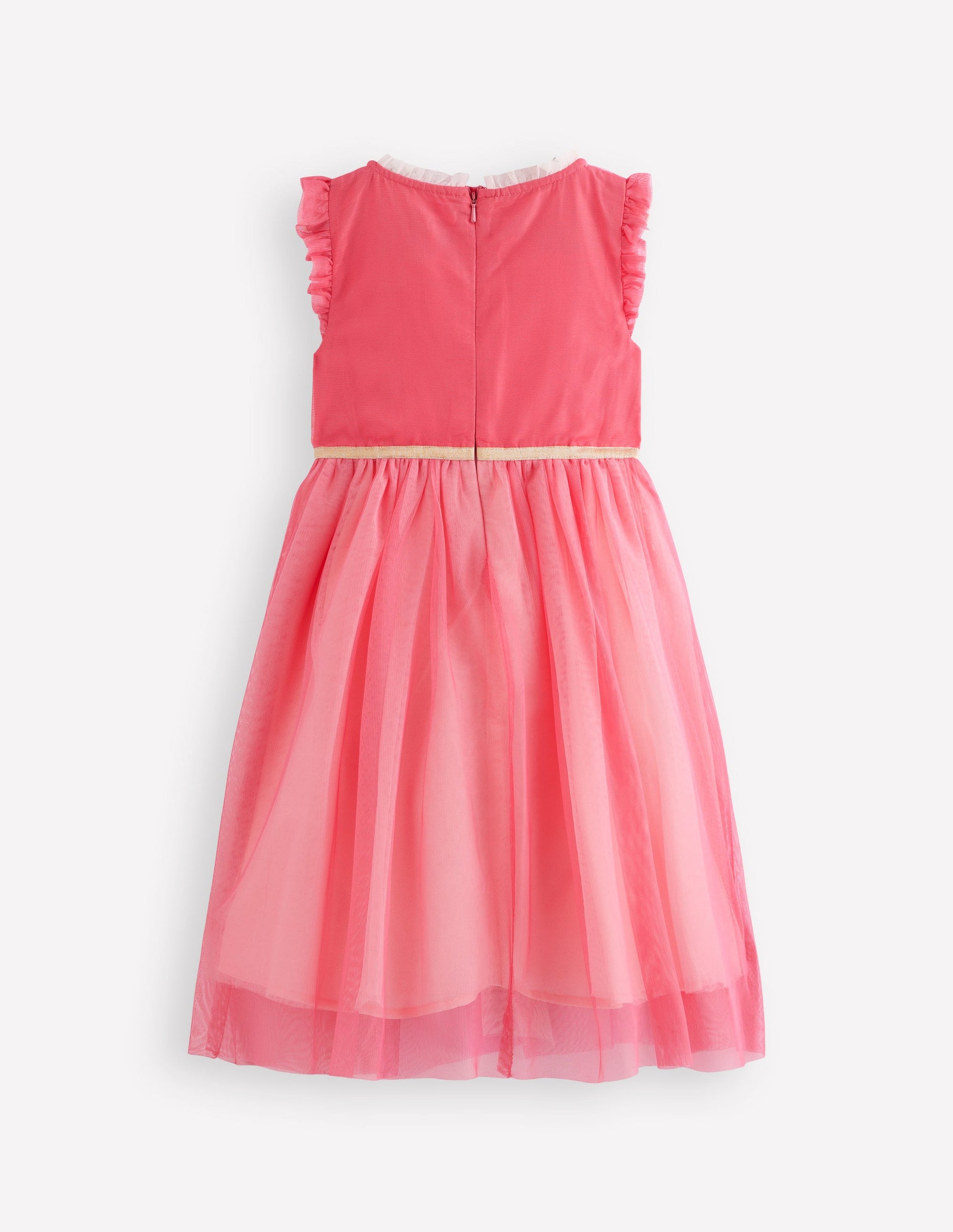 Panelled Frill Tulle Dress-Multi Colourblock-2