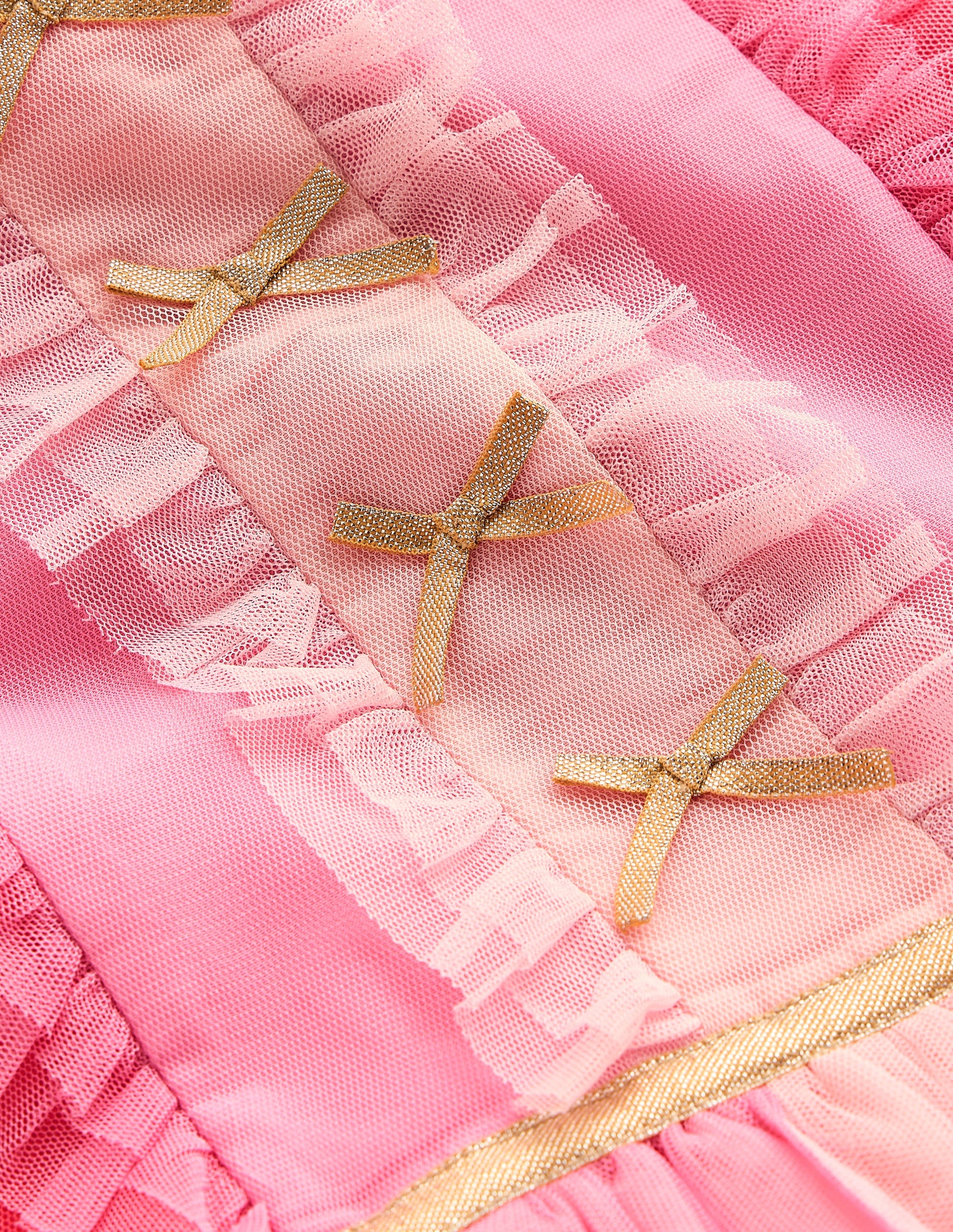 Panelled Frill Tulle Dress-Multi Colourblock-3