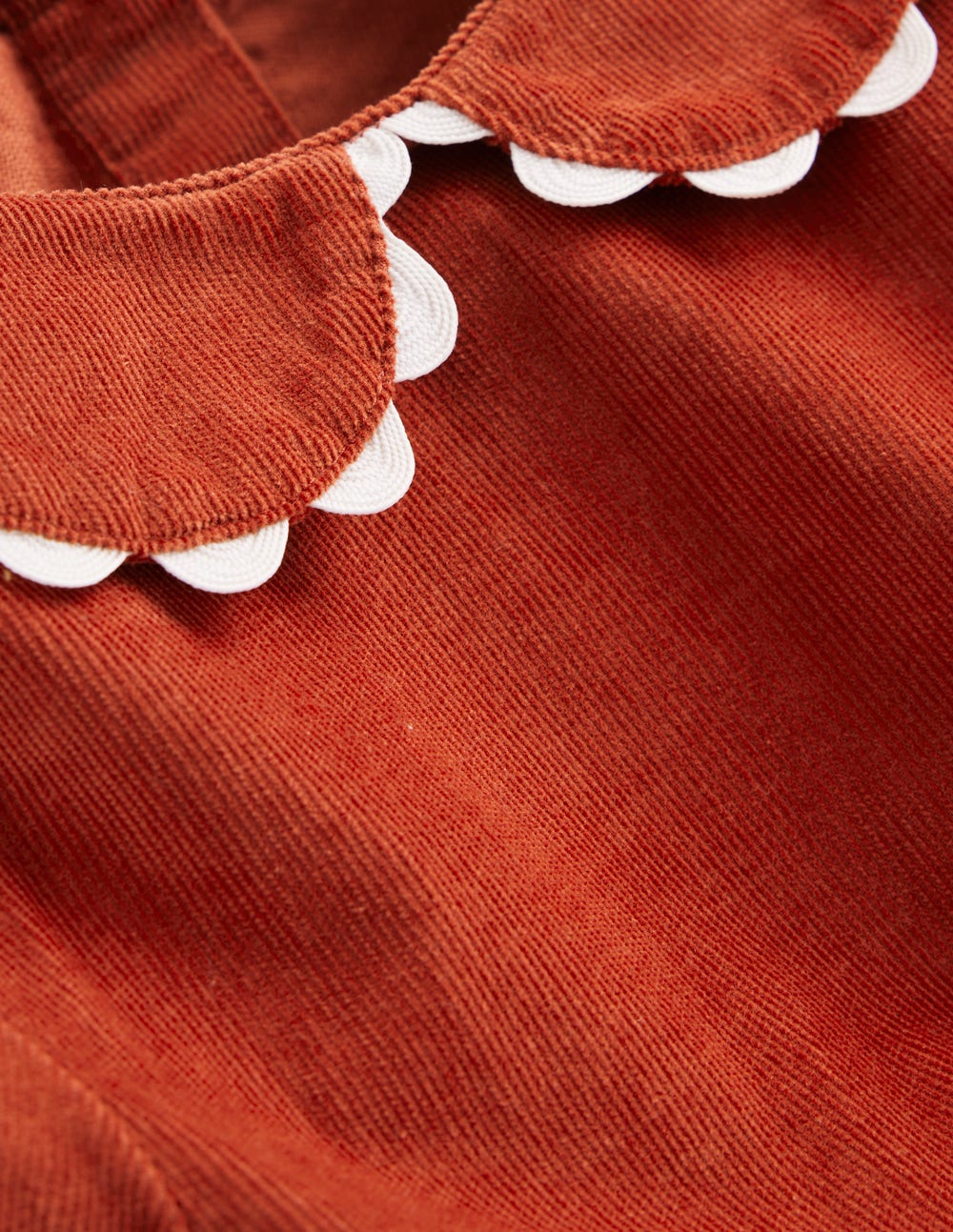 Cord Ric Rac Trim Dress-Roasted Chestnut Brown