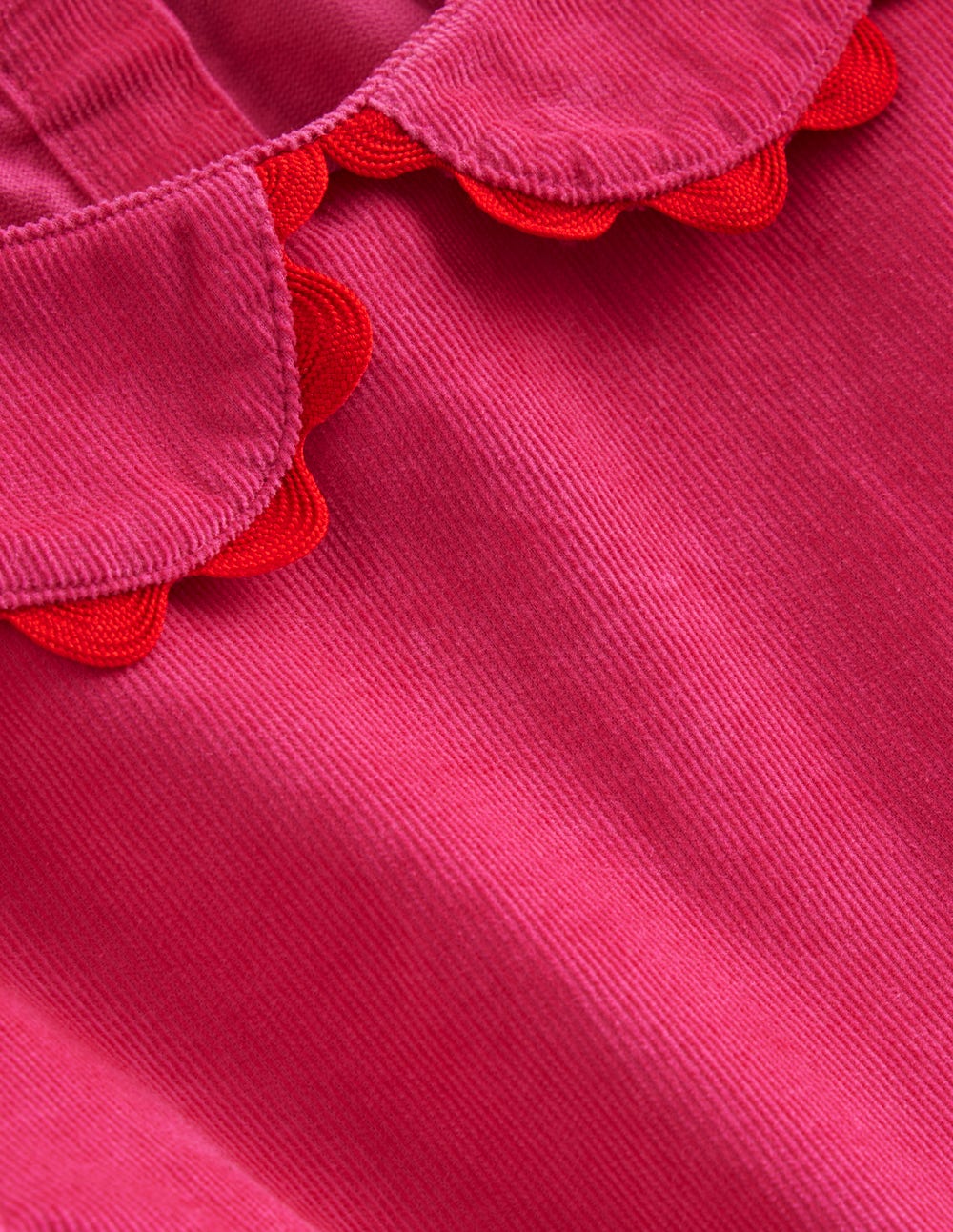Cord Ric Rac Trim Dress-Raspberry Pink