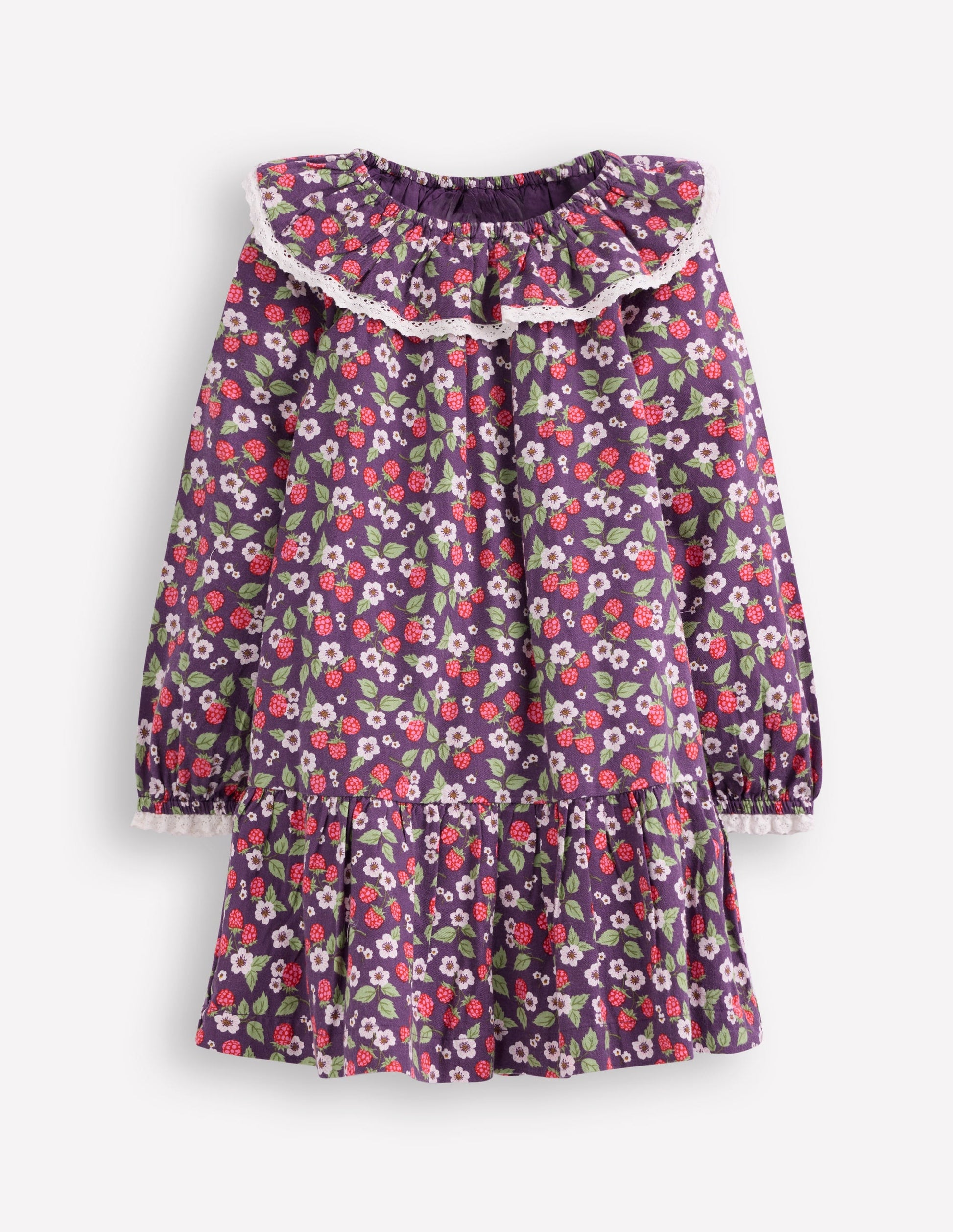 Lace Trim Woven Dress-Purple Vintage Berry-1