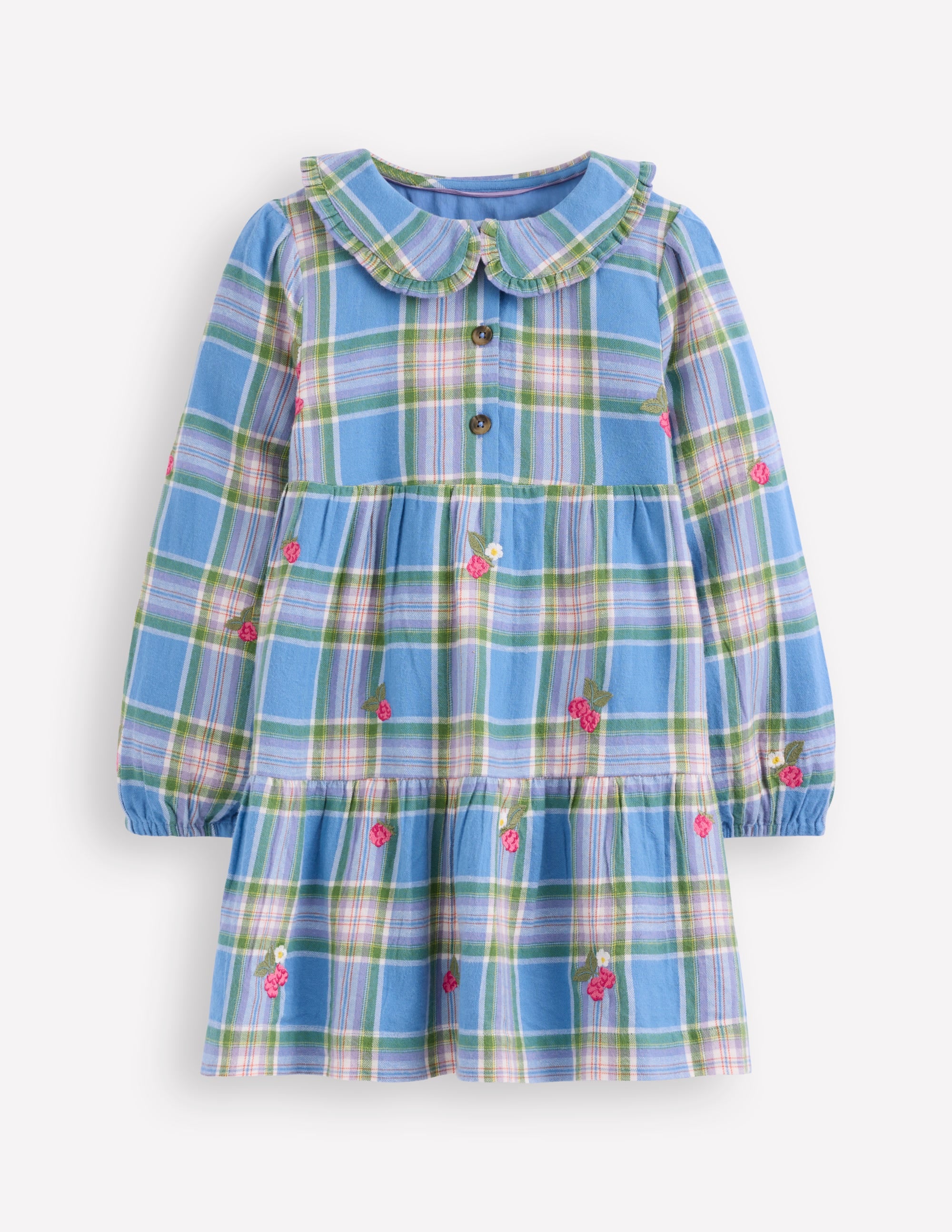 Minna Collared Woven Dress-Peacock Plume Blue Check - Image 1