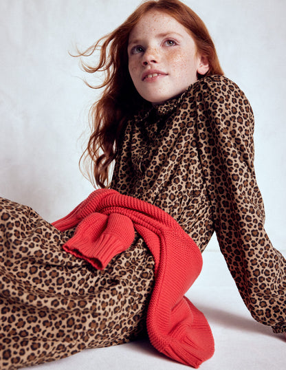 Minna Collared Woven Dress-Leopard-2