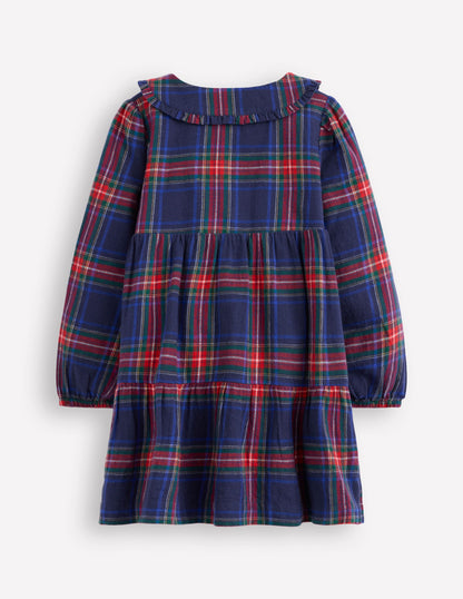 Minna Collared Woven Dress-French Navy Check-2