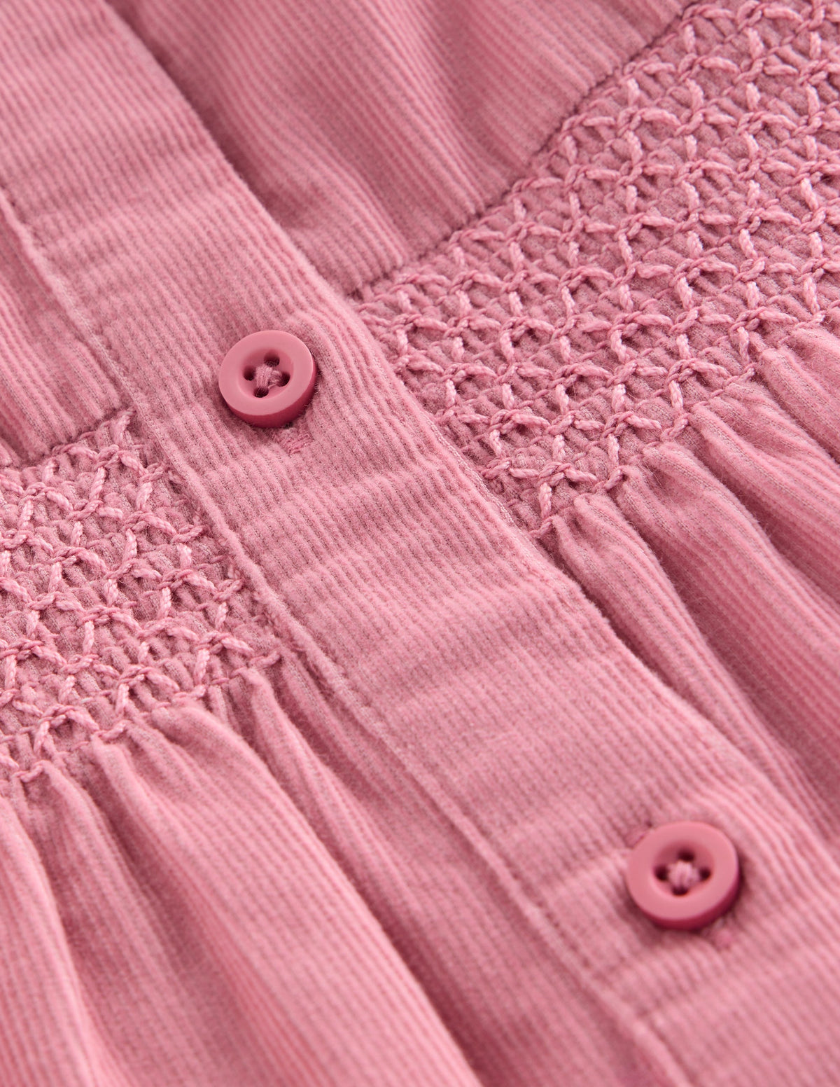 Scalloped Collar Smocked Shirt-Pink Cord - Image 5