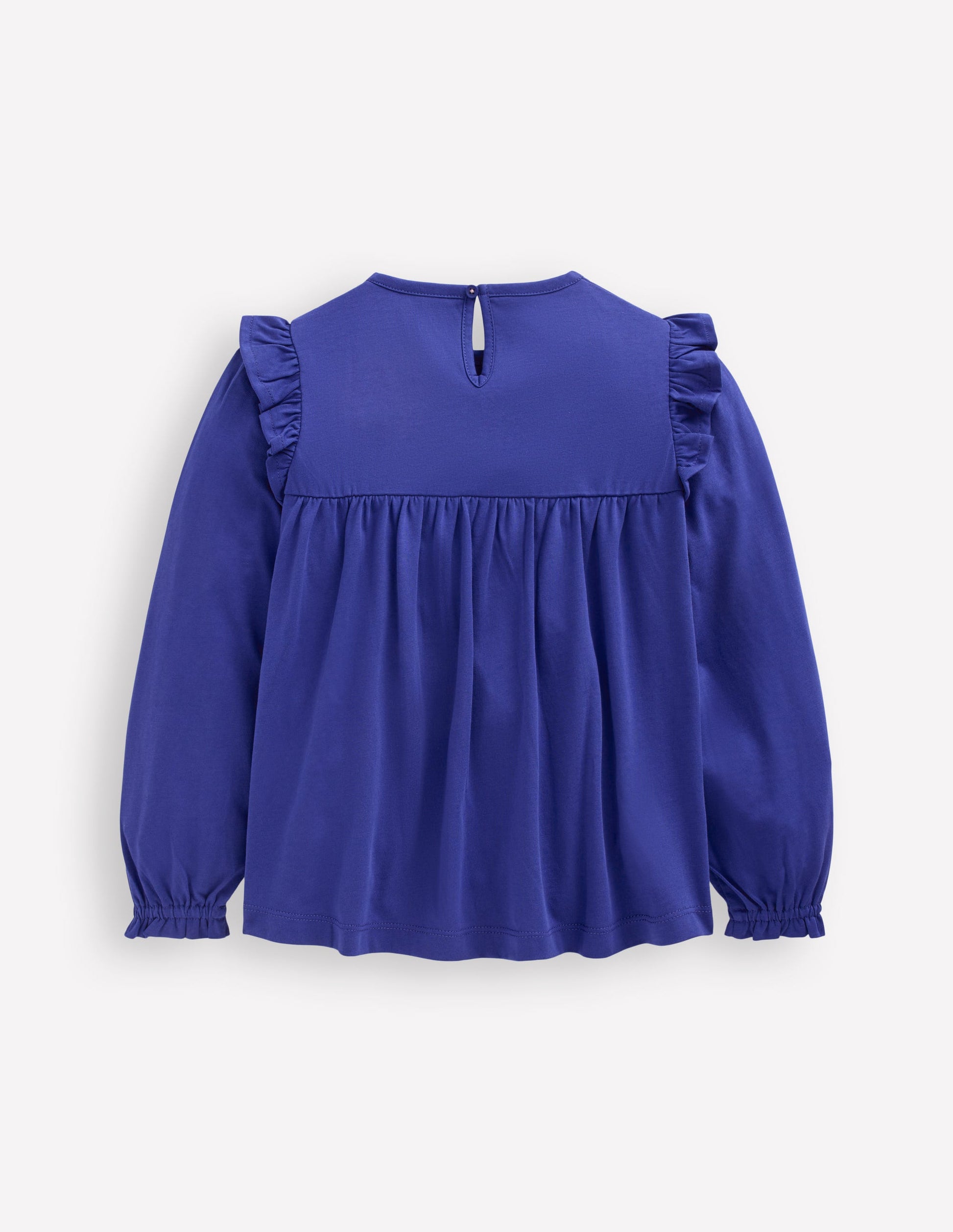 Embroidered Jersey Yoke Top-Sapphire Blue Embroidery-2