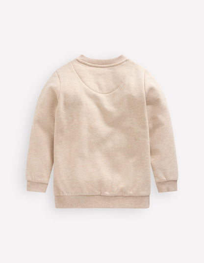 Applique Sweatshirt-Oatmeal Marl Pumpkin-2