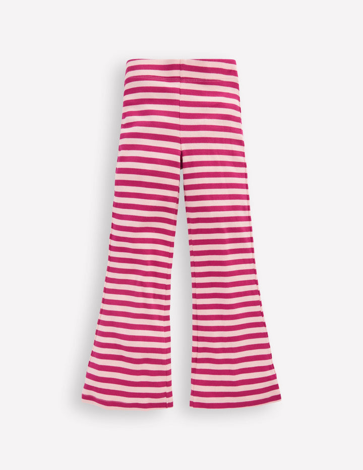 Ribbed Flare Leggings-Cherry Jam/Chalk Pink Stripe