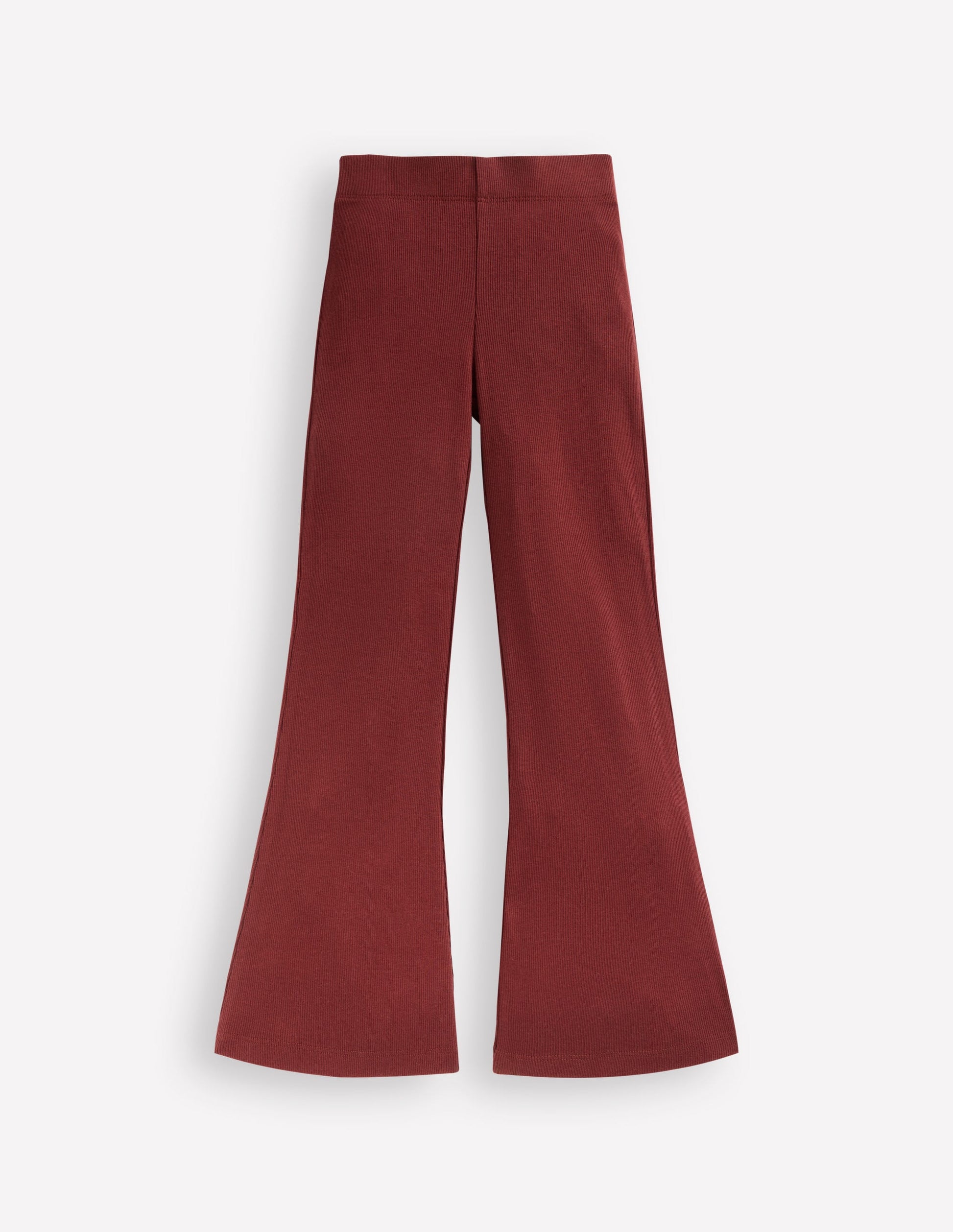 Ribbed Flare Leggings-Chestnut-1