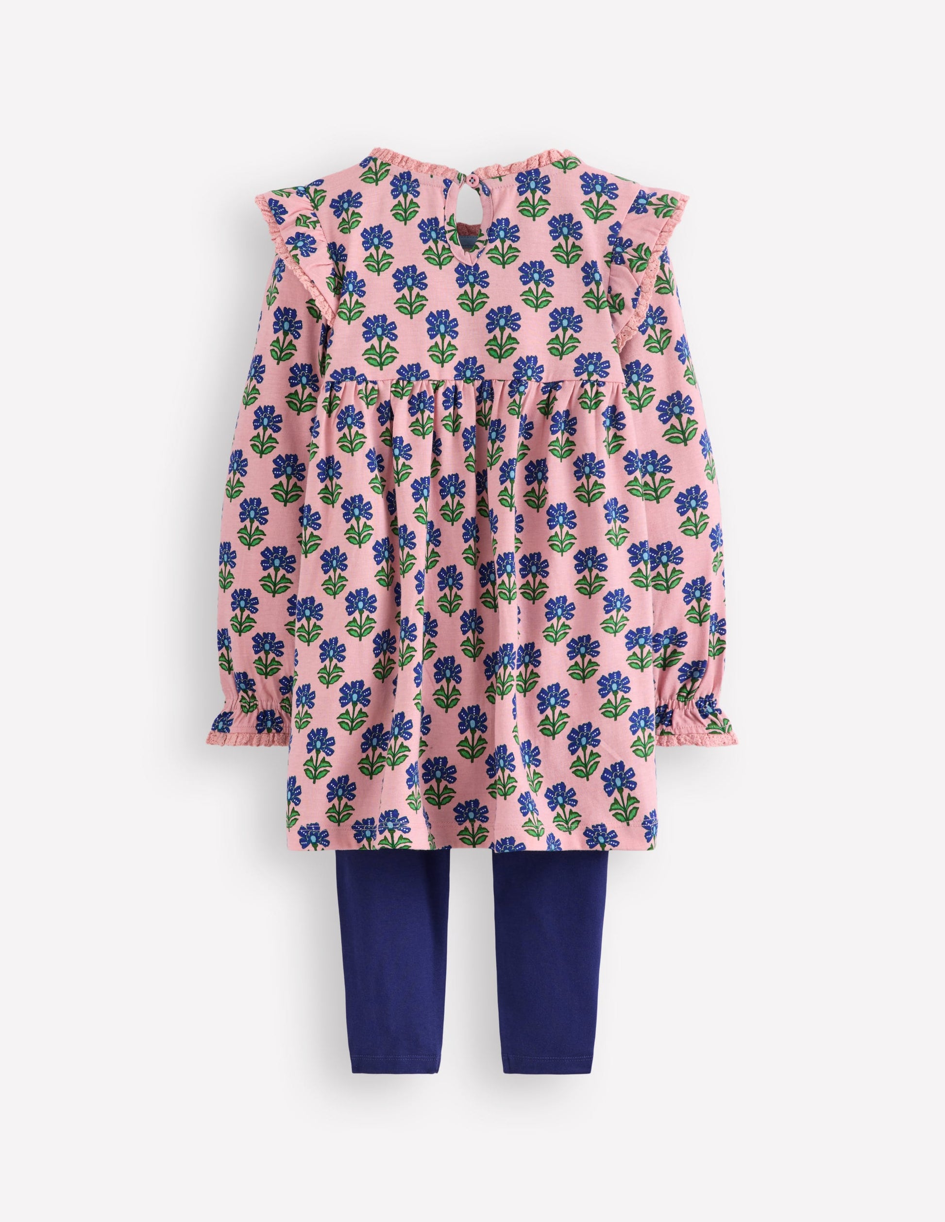 Printed Tunic Set-Vintage Pink Flower Stamp-2