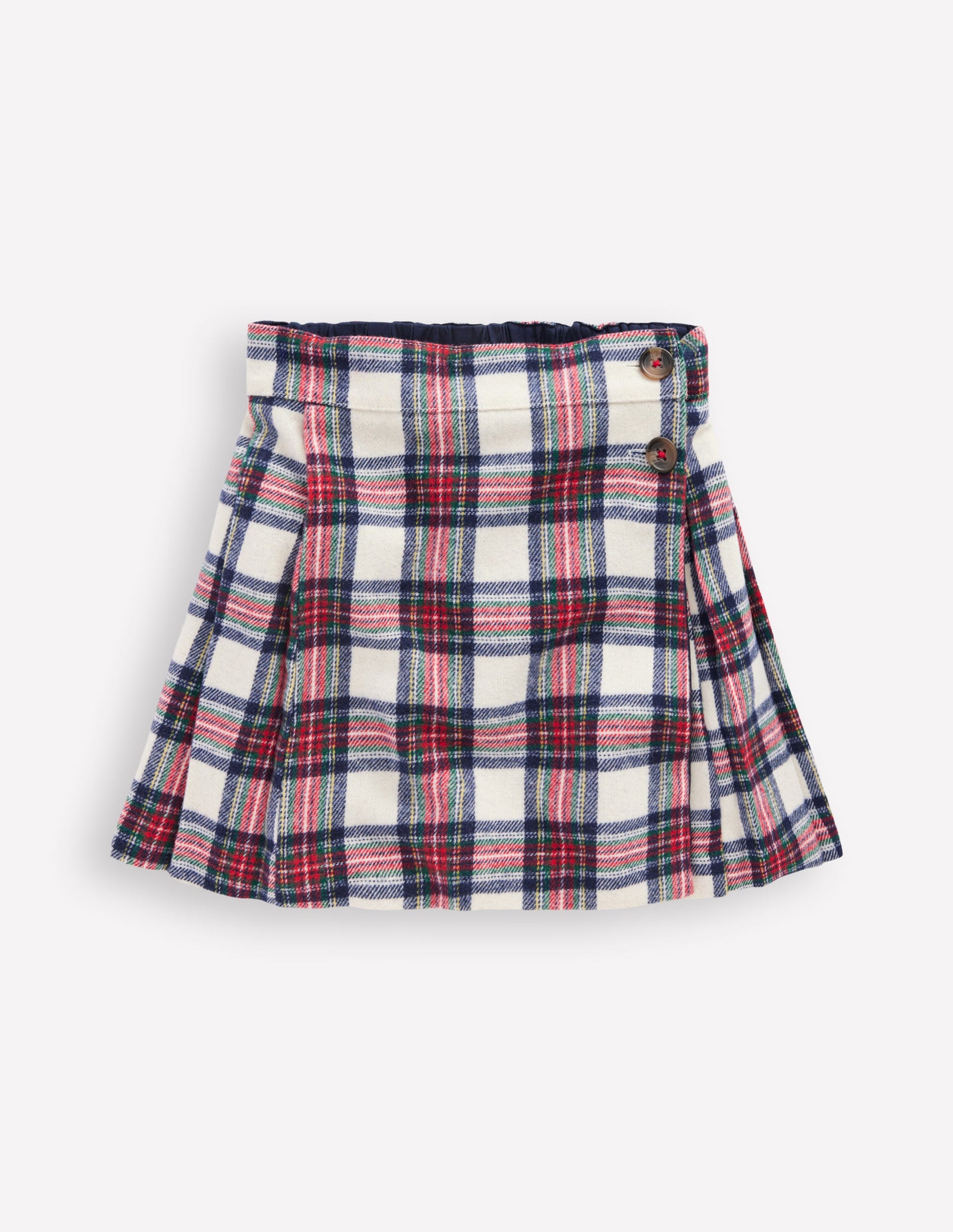 Fully Lined Button Kilt-Red and Soft Ivory Tartan-2