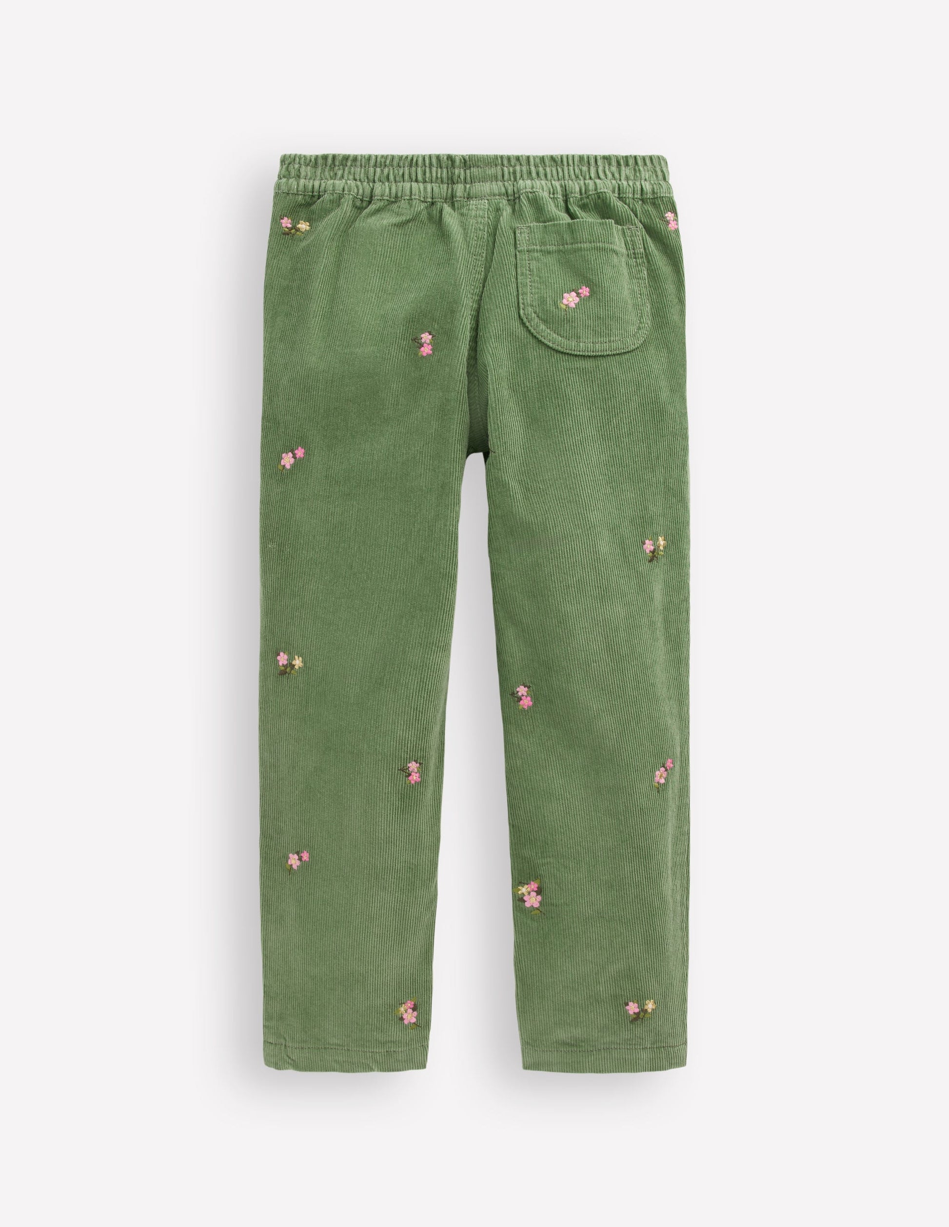 Cord Embroidered Pull-On Pants-Broccoli Green Embroidered-2