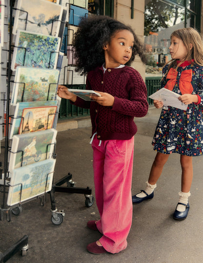Relaxed Cord Pants-Raspberry Pink-4