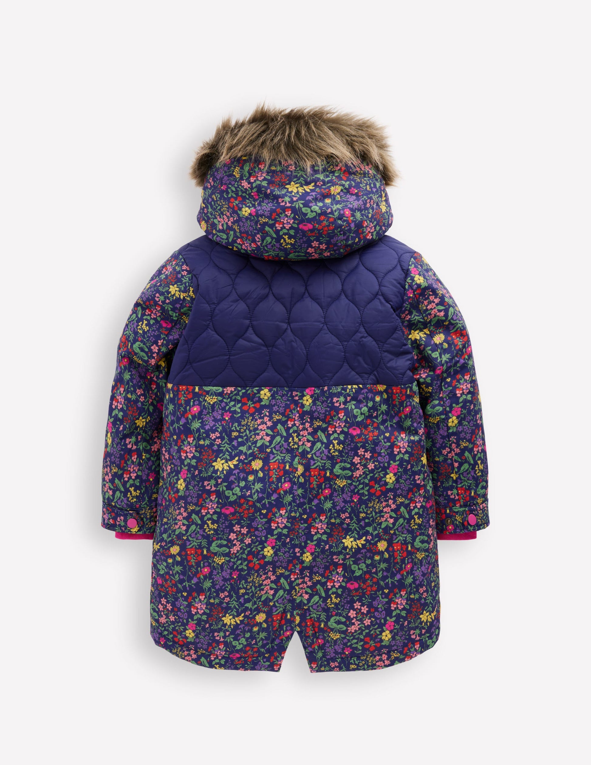 Joni Quilted Parka Coat-Blue Flower Meadow-2