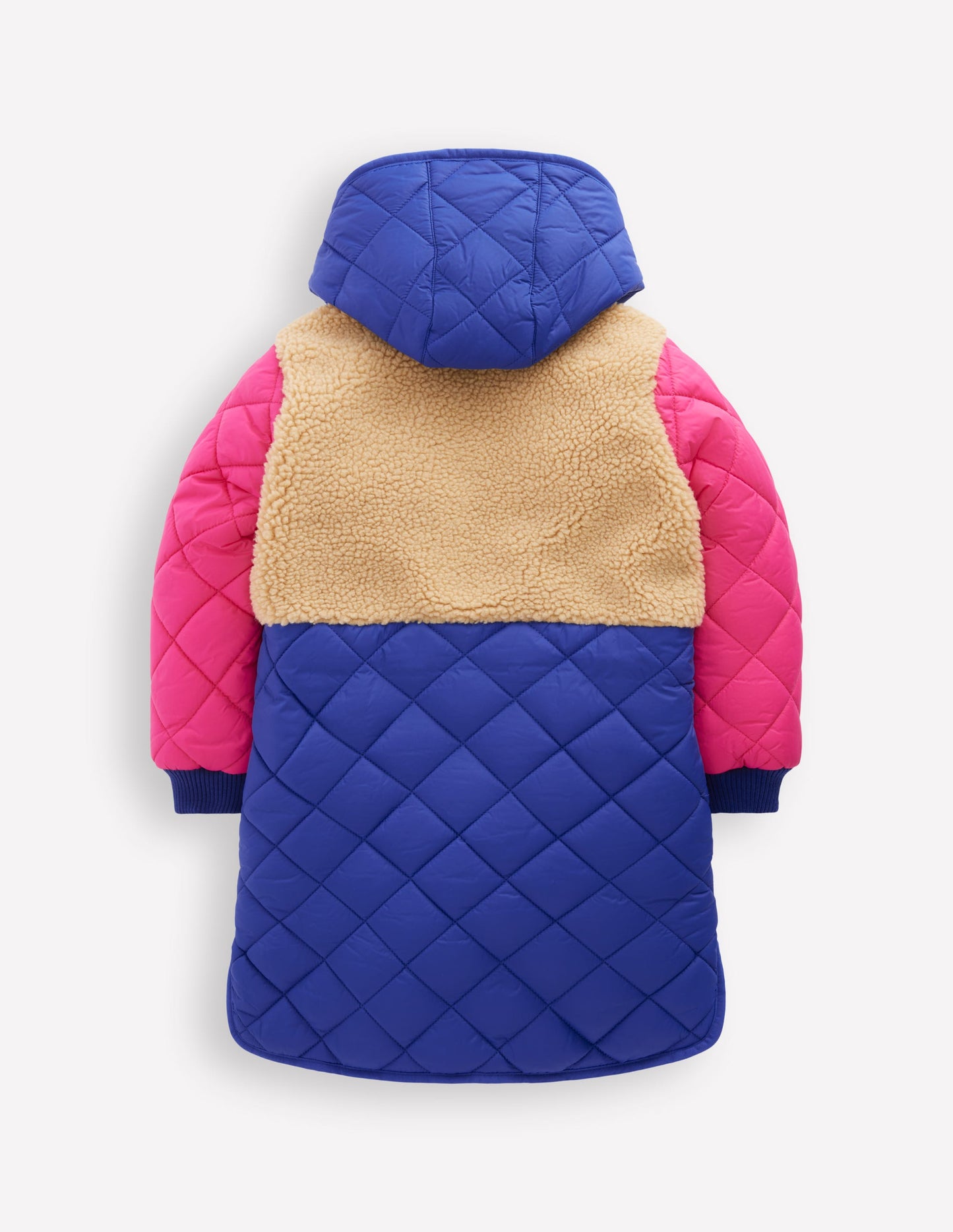 Cosy Longline Coat-Multi Colourblock