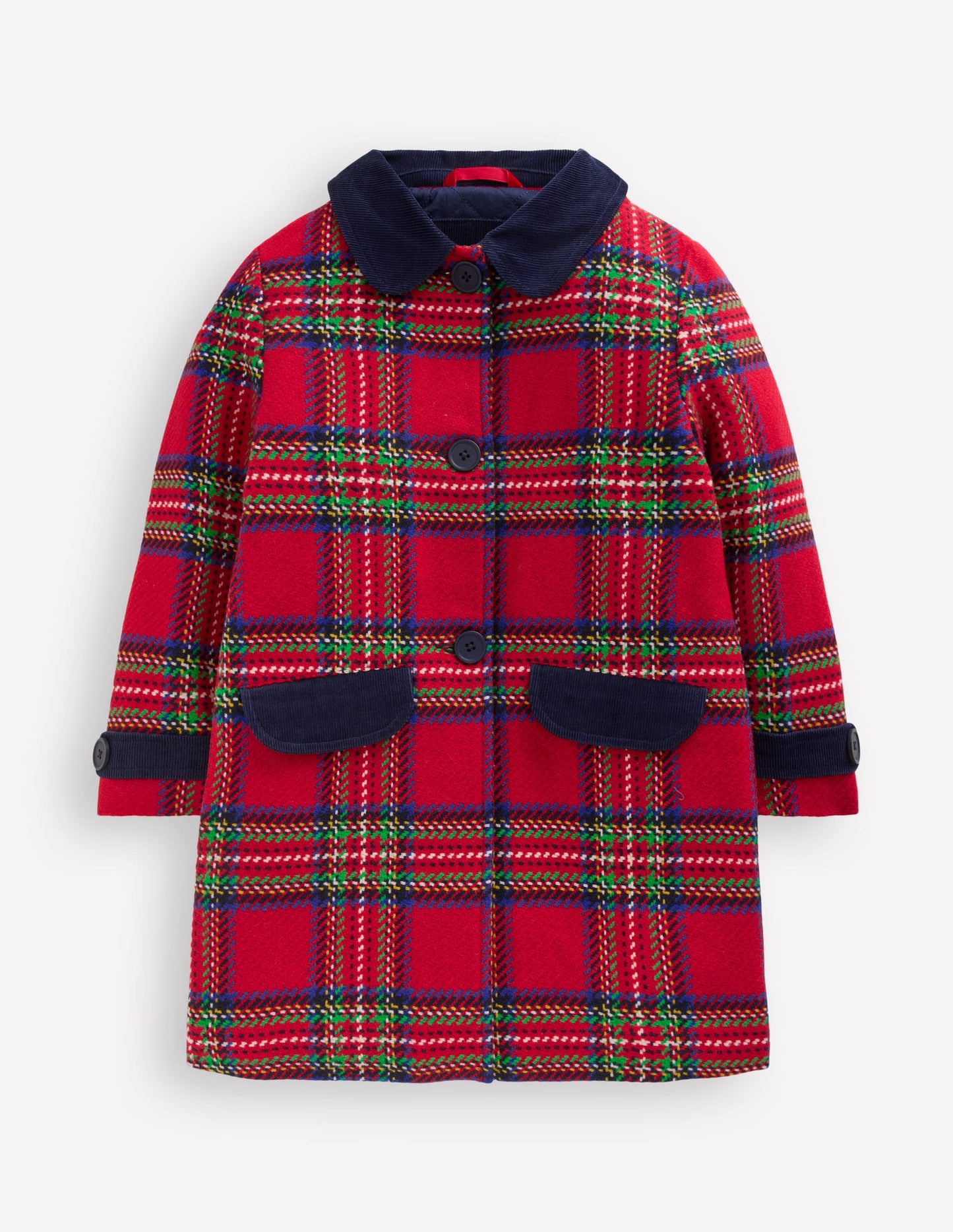 Wool Blend Coat-Red Check