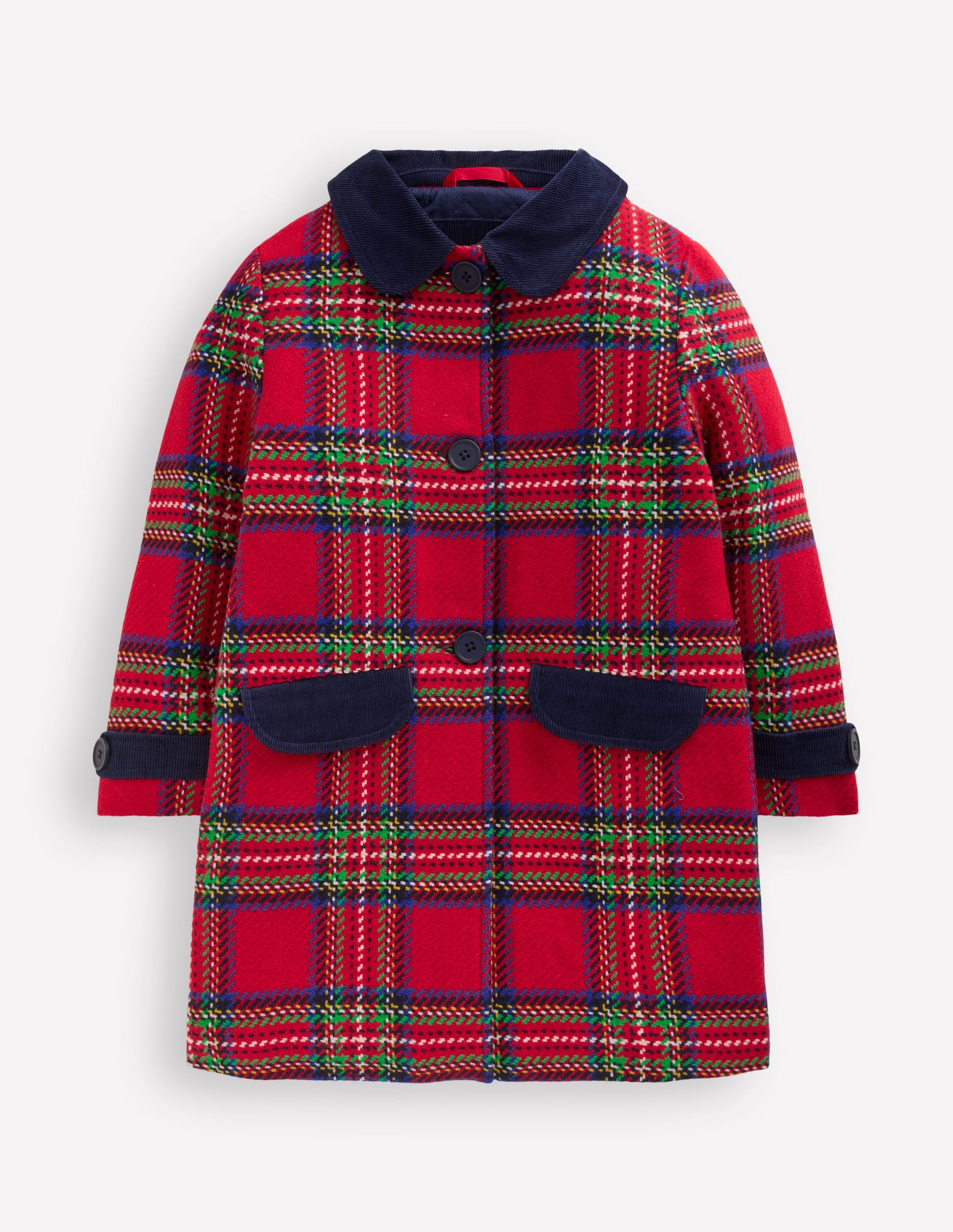 Wool Blend Coat-Red Check-1