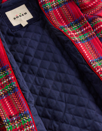 Wool Blend Coat-Red Check-4