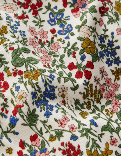 Snug Long John Pajamas-Soft Ivory Floral-3