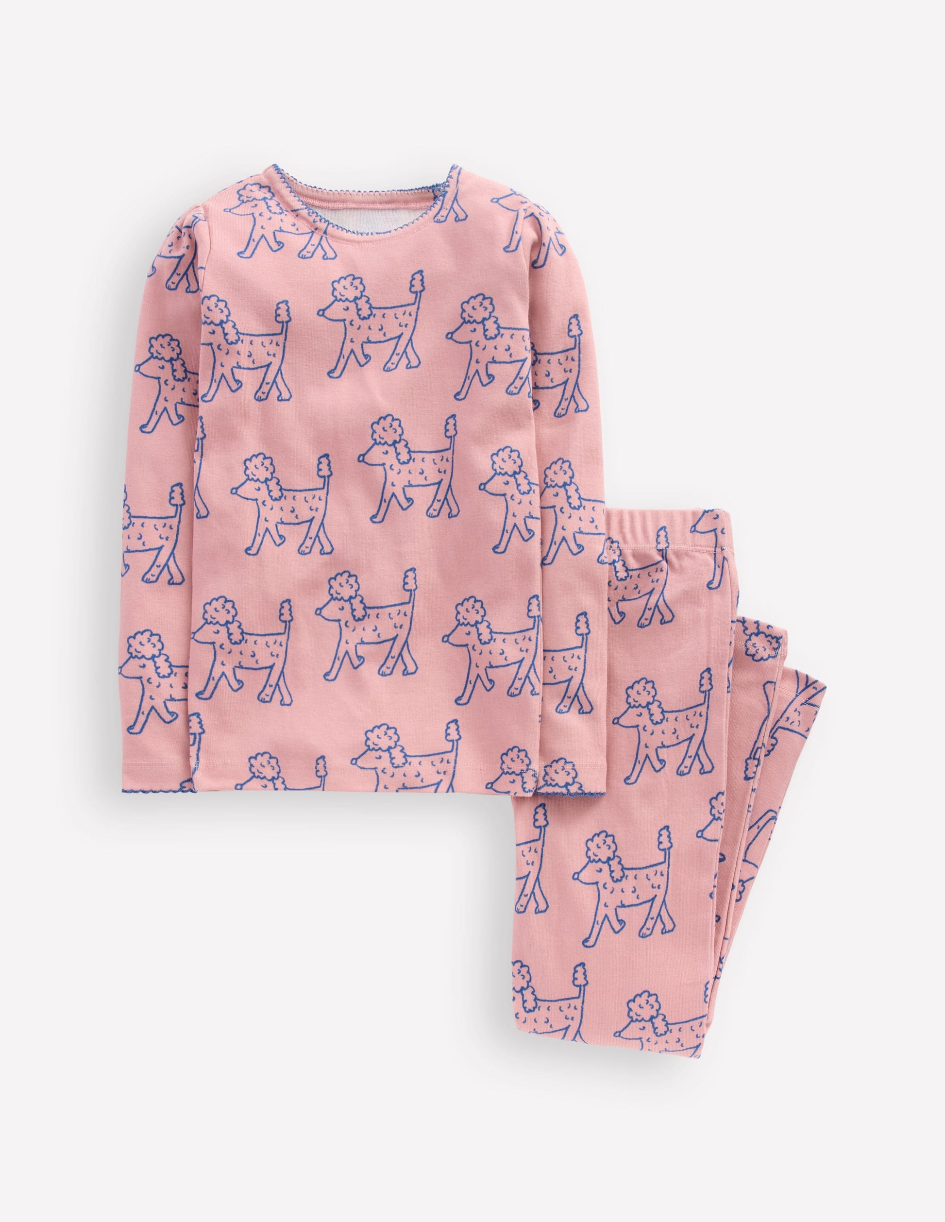 Snug Long John Pajamas-Pink Poodles-1
