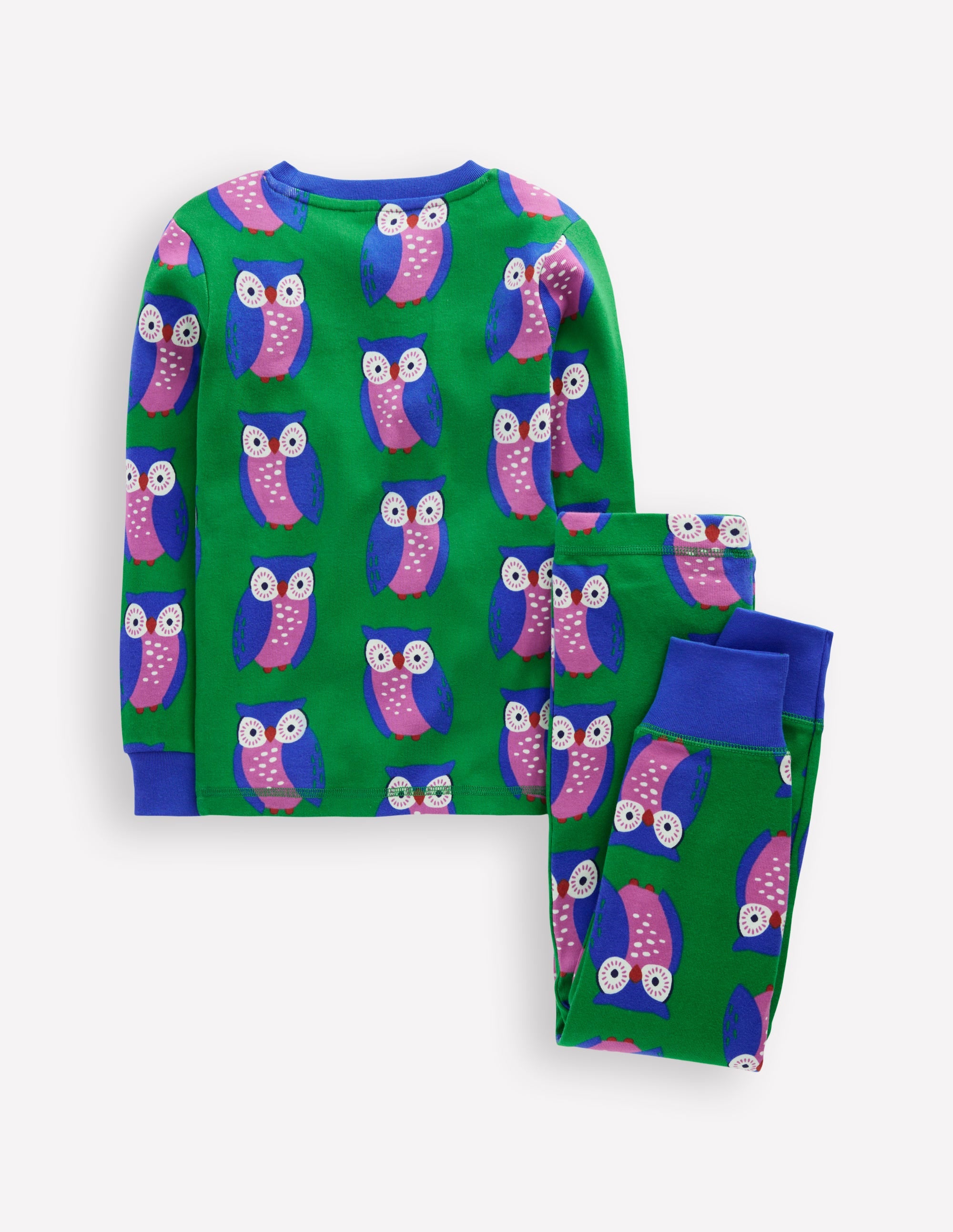 Snug Glow-in-the-dark Pajamas-Green Tambourine Geo Owls - Image 2