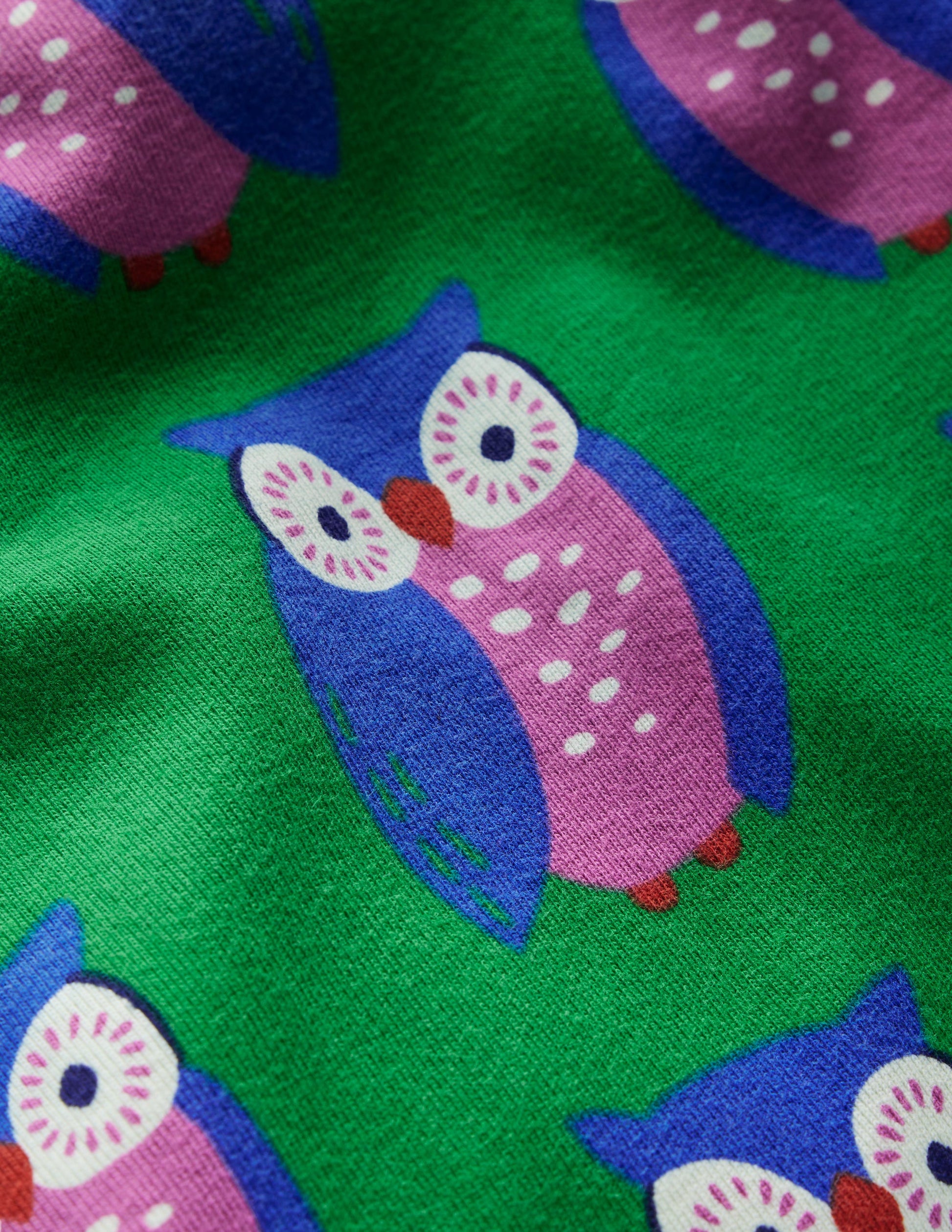 Snug Glow-In-The-Dark Pyjamas-Green Tambourine Geo Owls-3