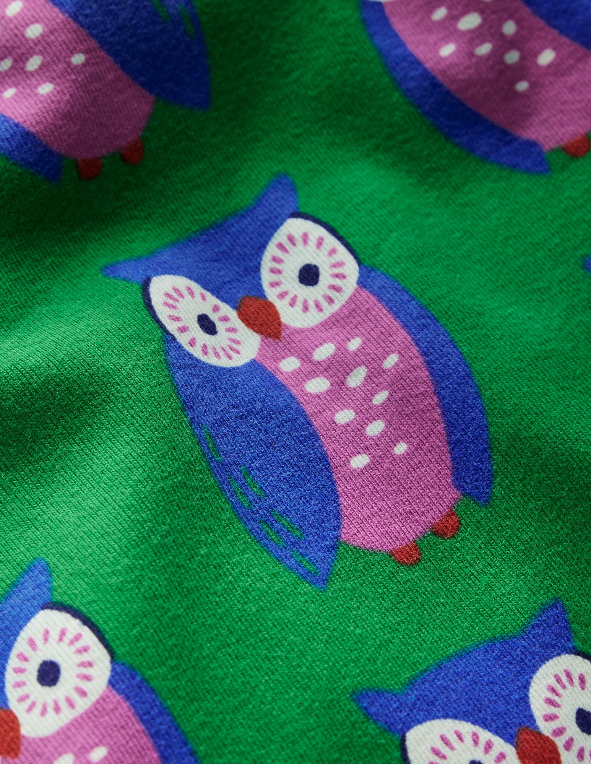 Snug Glow-in-the-dark Pajamas-Green Tambourine Geo Owls - Image 3