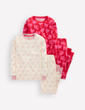 Twin Pack Snug Pajamas-Heart Bow Print