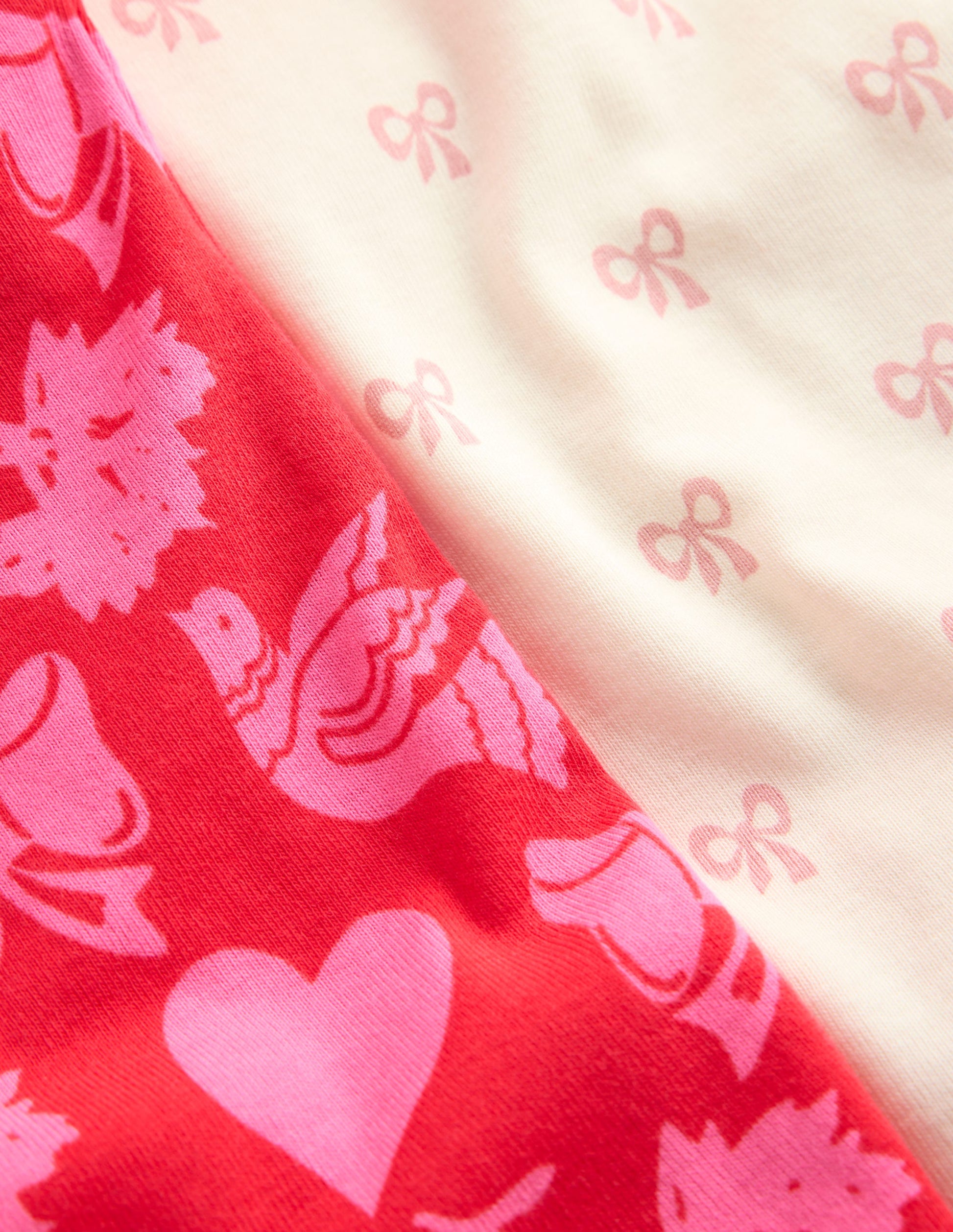 Twin Pack Snug Pajamas-Heart Bow Print-3