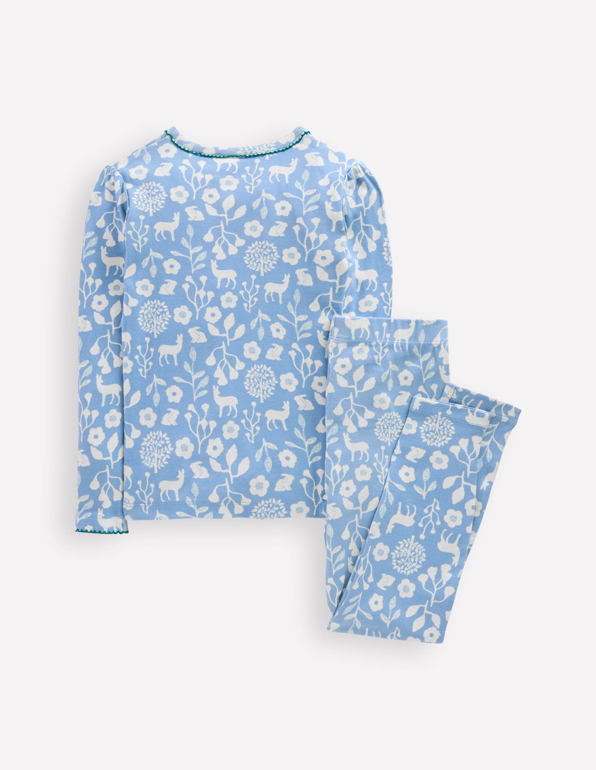 Snug Henley Pajamas-Glacier Blue Woodland Print-2