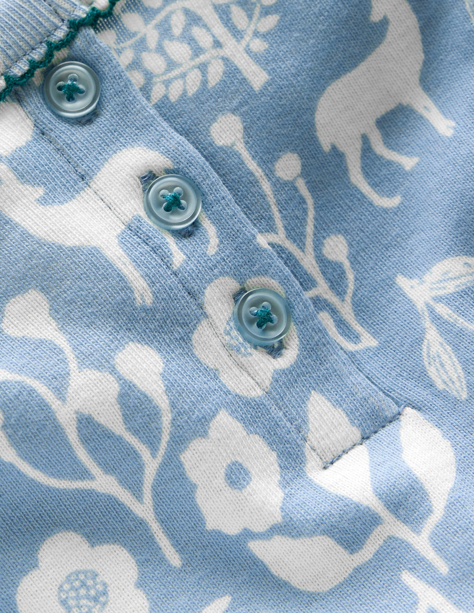Snug Henley Pajamas-Glacier Blue Woodland Print-3