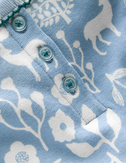 Snug Henley Pajamas-Glacier Blue Woodland Print-3