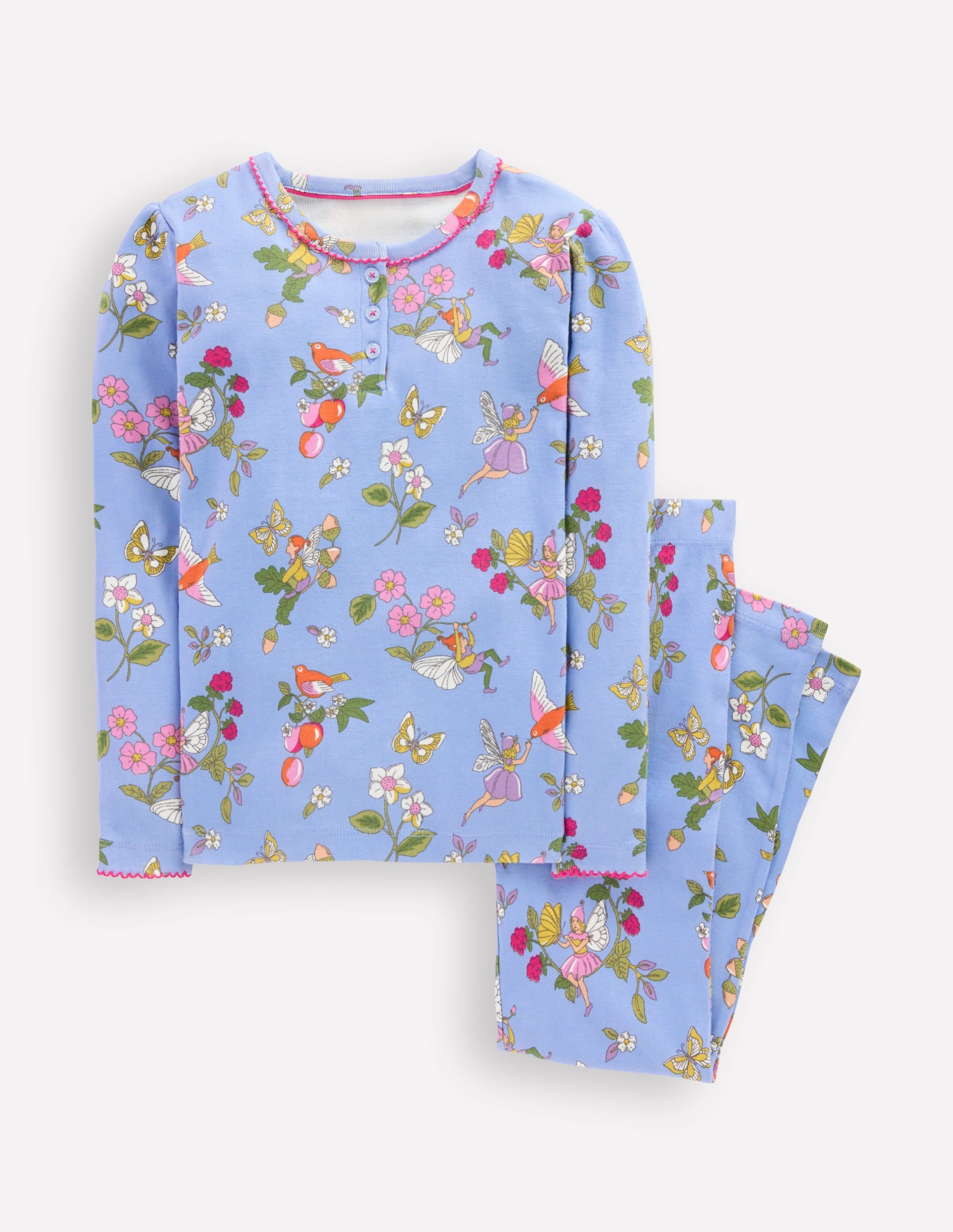 Snug Henley Pajamas-Glacier Blue Fairy Print - Image 1