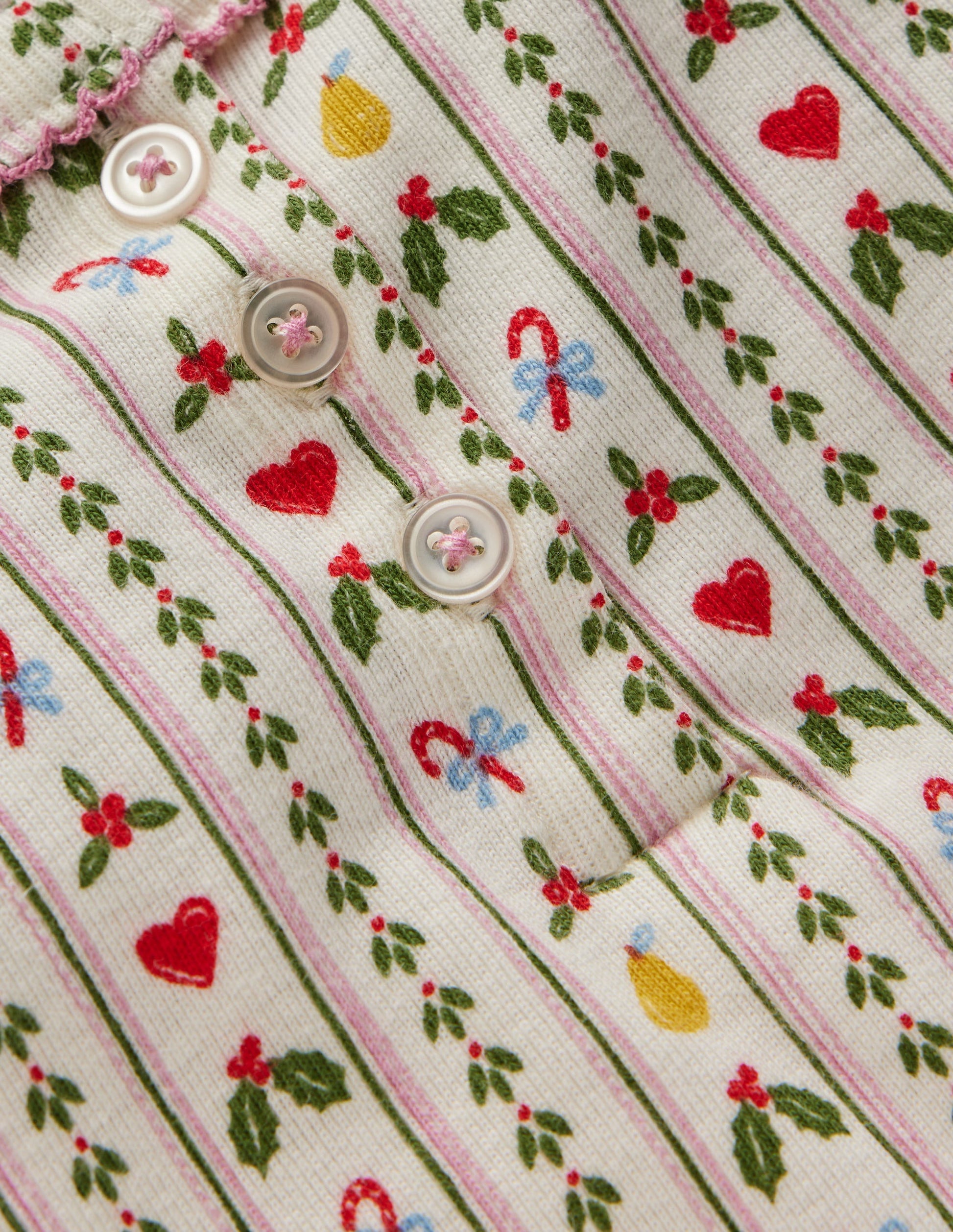 Snug Henley Pajamas-Soft Ivory Nutcracker Stripe-3