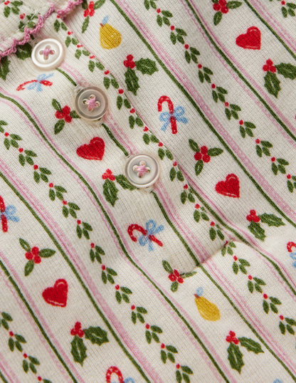 Snug Henley Pajamas-Soft Ivory Nutcracker Stripe-3