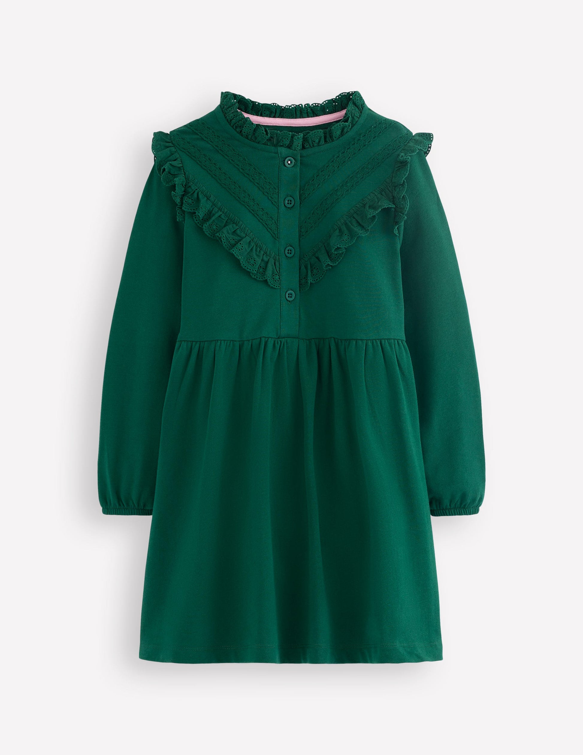 Lace Trim Sweatshirt Dress-Emerald Night | Boden USA Lace Trim Sweatshirt Dress-Emerald Night | Boden USA