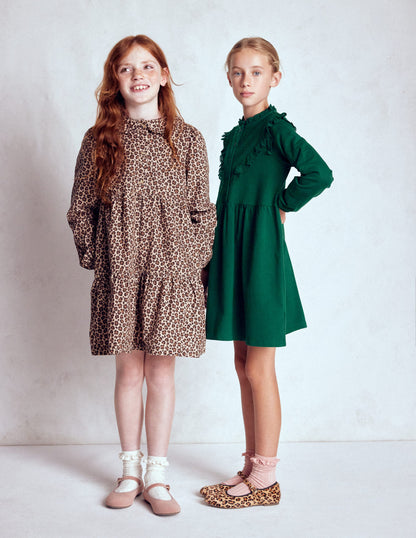 Lace Trim Sweatshirt Dress-Emerald Night-4