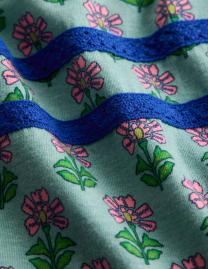 Hotchpotch Floral Jersey Dress-Bright Blue Woodblock Flower-3