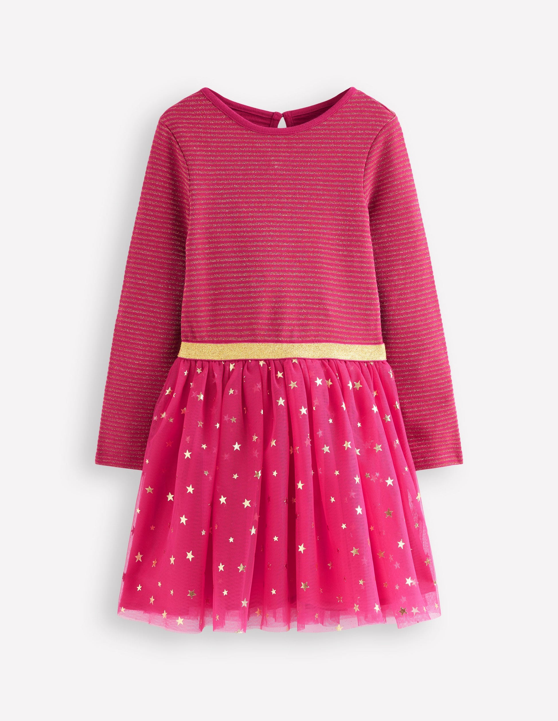 Twirly Tulle Mix Dress-Cherry Jam/ Gold Confetti-1