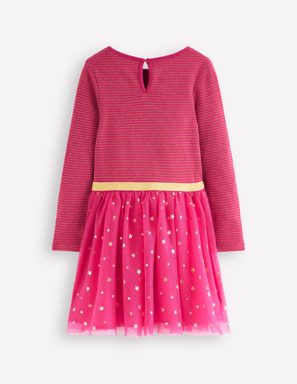 Twirly Tulle Mix Dress-Cherry Jam/ Gold Confetti-2