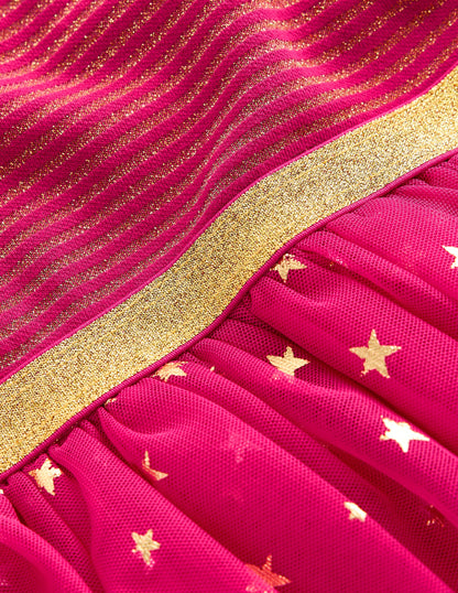 Twirly Tulle Mix Dress-Cherry Jam/ Gold Confetti-3