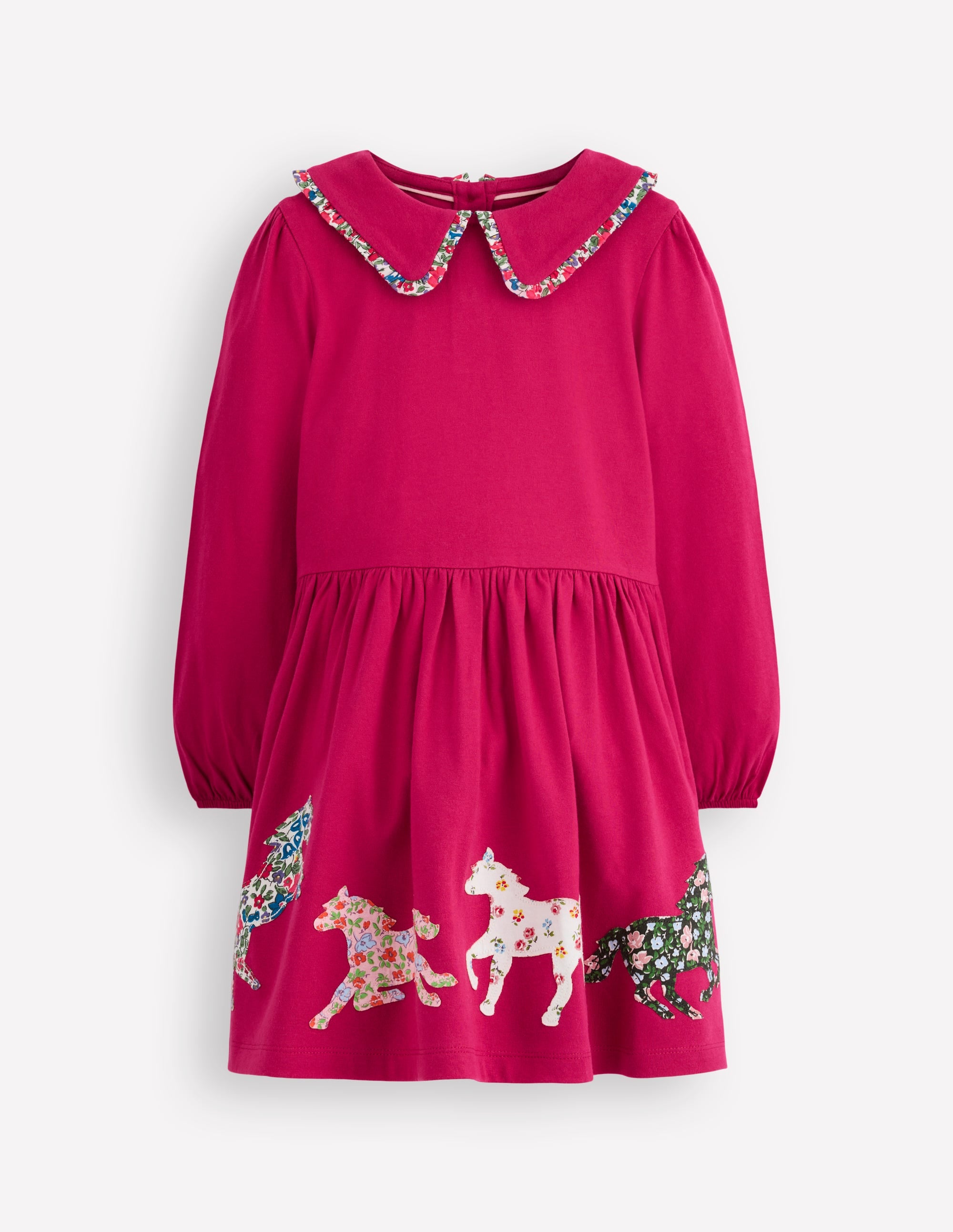Pretty Appliqué Jersey Dress-Cherry Jam Horses - Image 1