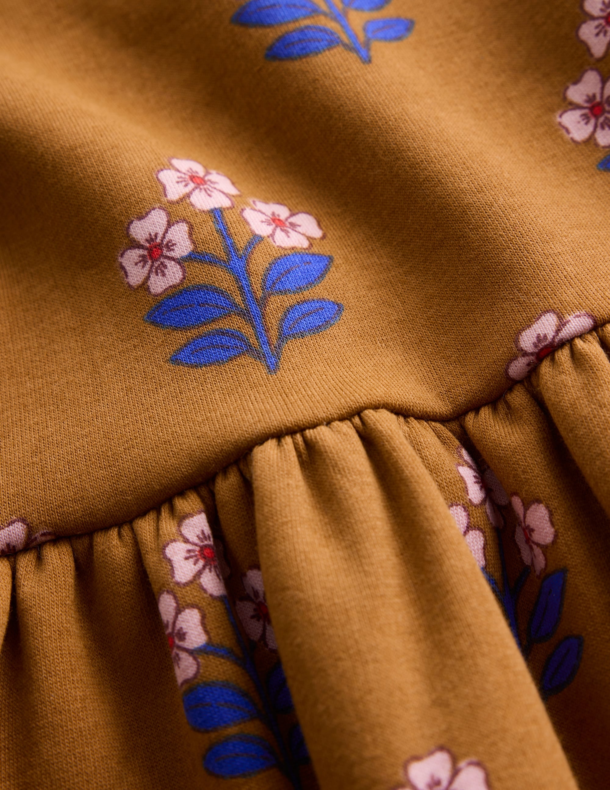 Broderie Sweatshirt Dress-Toffee Brown Flower Stamp - Image 3