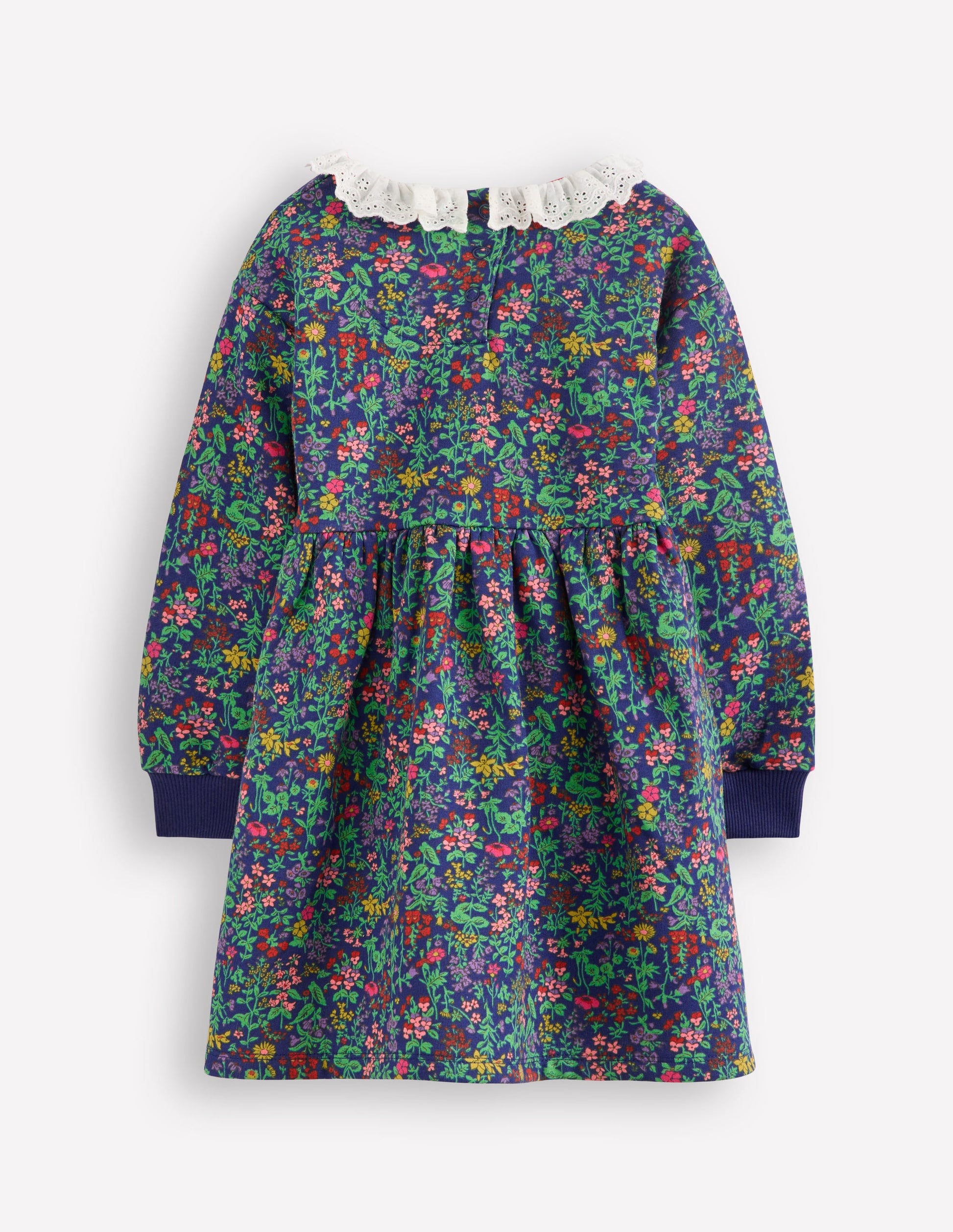 Broderie Sweatshirt Dress-College Navy Flower Meadow-2