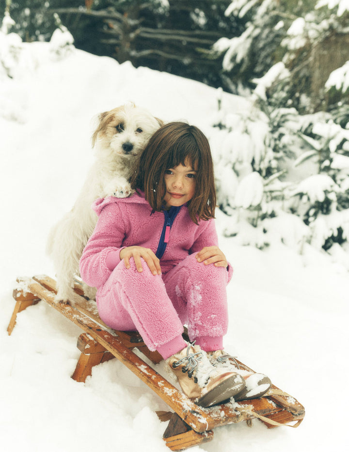 Cosy Fleece Half-Zip Hoodie-Pink Haze