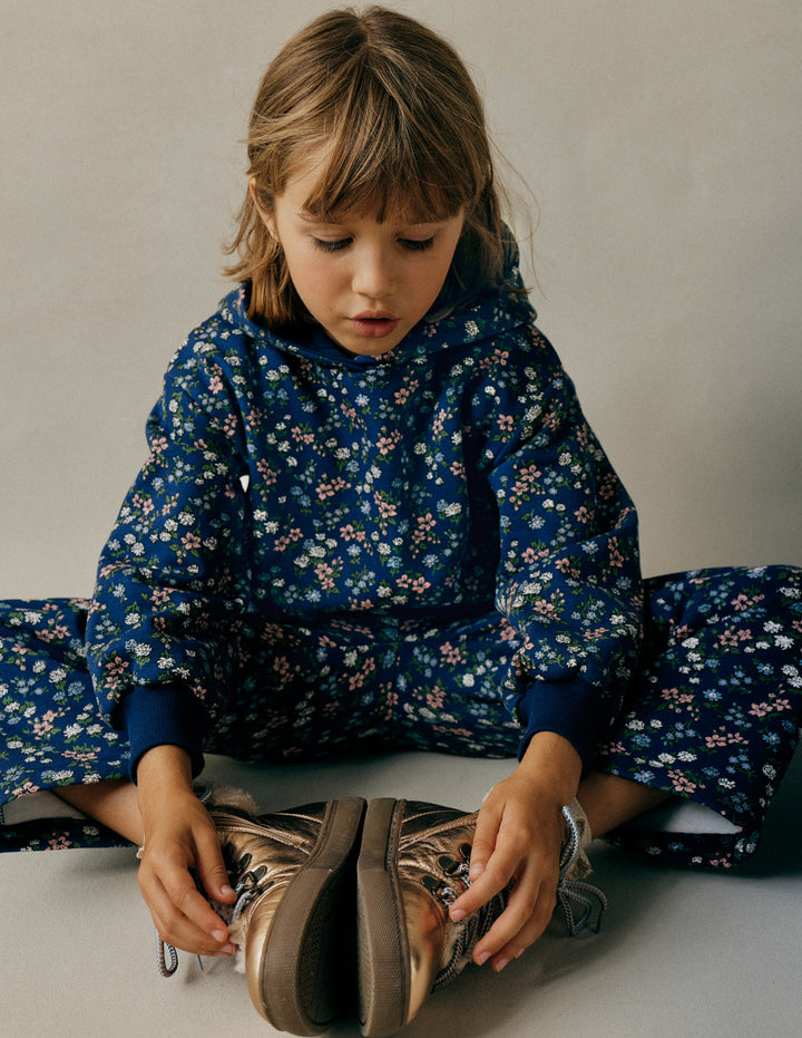 Printed Hoody-Starboard Blue Meadow Floral