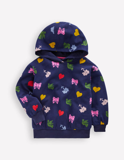 Printed Hoody-College Navy Festive Fun-1