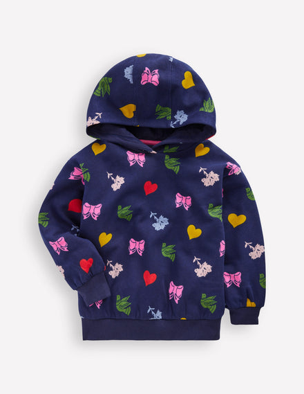 Printed Hoody-College Navy Festive Fun