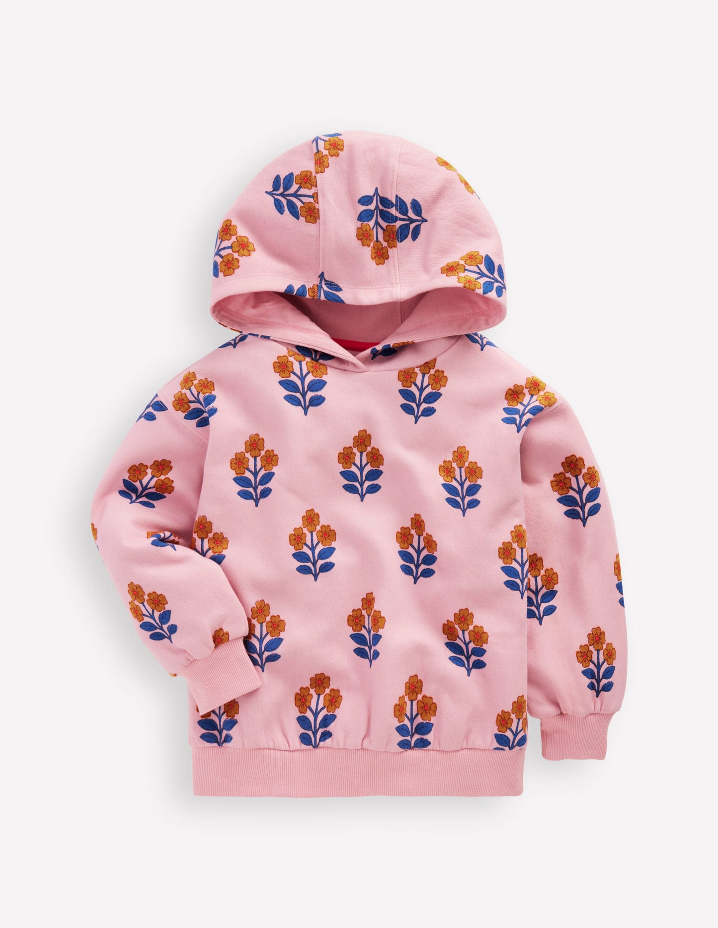 Printed Hoody-Formica Pink Woodblock Flower